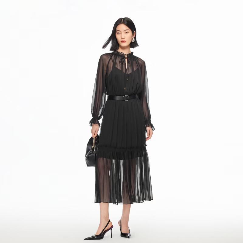 VEROMODA Ruffled Two-Piece Sheer Midi Dress