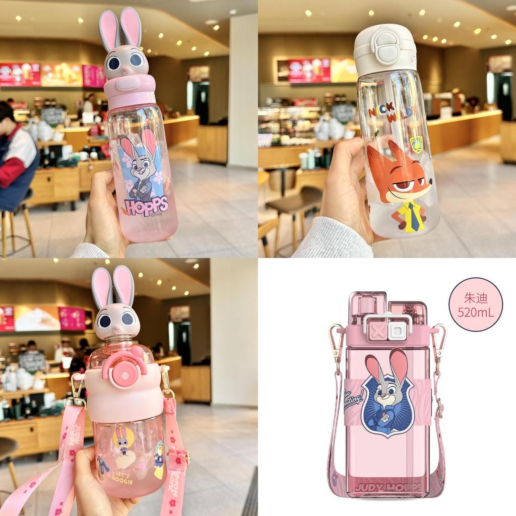 Zootopia Kids Tritan Water Cup With Straws For Summer Travel And School