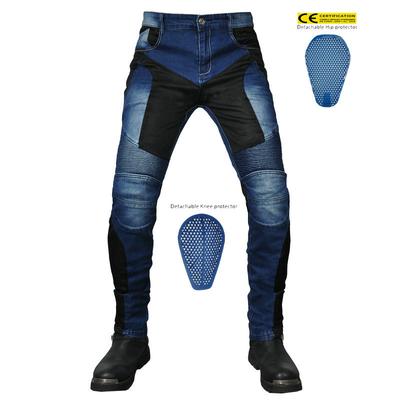 Pantalones vaqueros de motocicleta para hombres y mujeres + pantalones de motocicleta transpirables de malla pantalones de ciclismo anticaída al aire libre + equipo protector de silicona CE