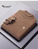 2025 Winter Men's Embroidered Fleece Sweater - Round Neck, Plus Velvet Chenille Knit, Thickened Base Layer Top