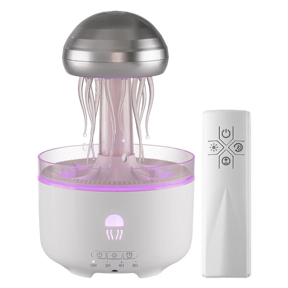 

Диффузор эфирных масел Медуза Увлажнитель большой емкости с 7 цветными подсветками Аромадиффузор Медуза Капля дождя Ночник для сна EU Plug белый