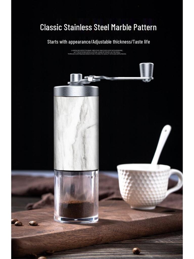 Portable Hand-cranked Coffee Grinder with 304 Stainless Steel and Wood Grain Finish