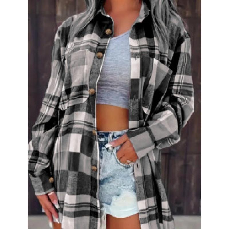 2026 new plaid shirt women s long-sleeved loose casual jacket spring and autumn versatile fashion shirt S