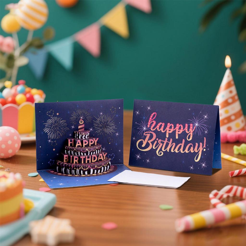 Happy Birthday Creative Birthday Three-Dimensional Greeting Card High-end Feeling Birthday Greeting Card With Music Lighting 3D Greeting Card