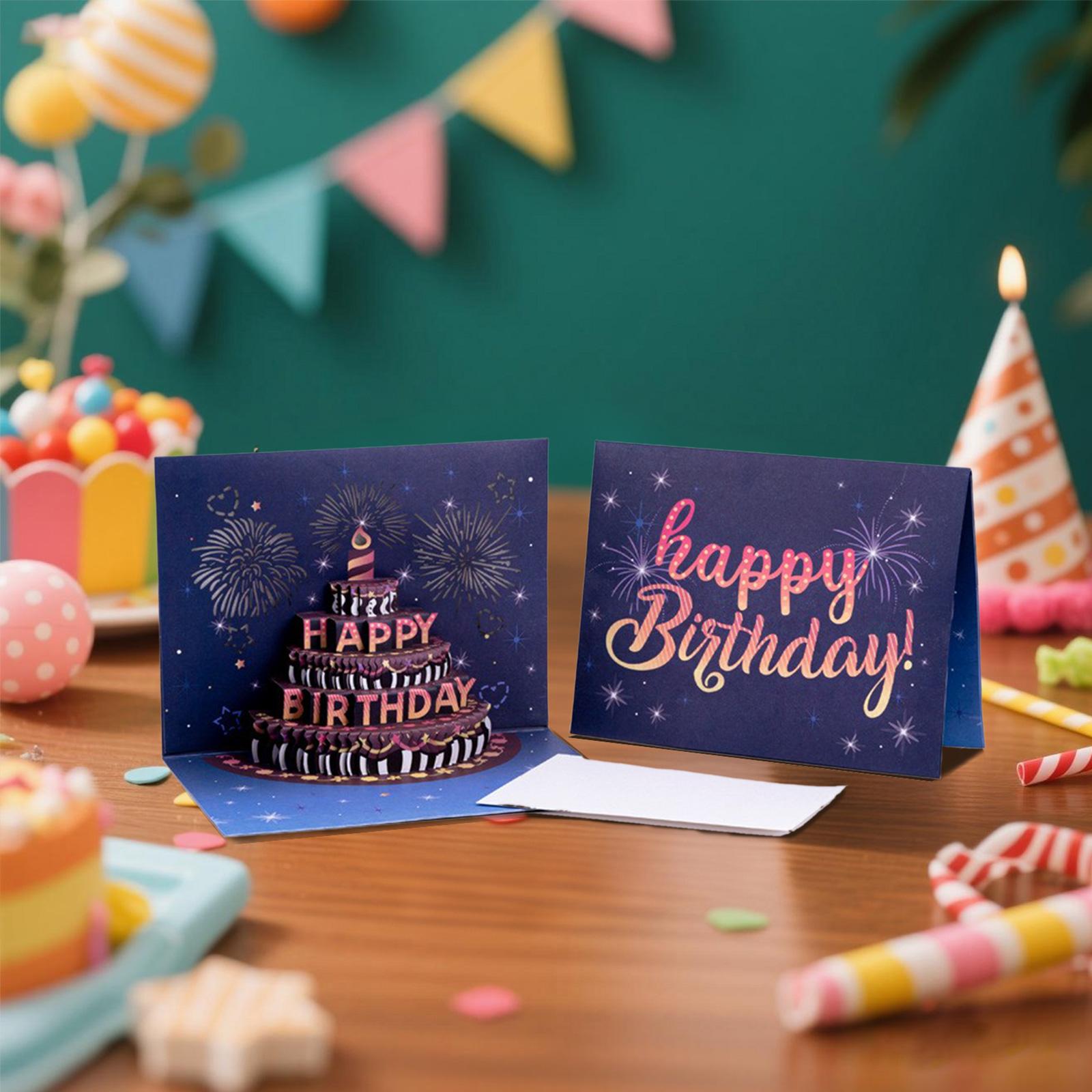 Happy Birthday Creative Birthday Three-Dimensional Greeting Card High-end Feeling Birthday Greeting Card With Music Lighting 3D Greeting Card One Size