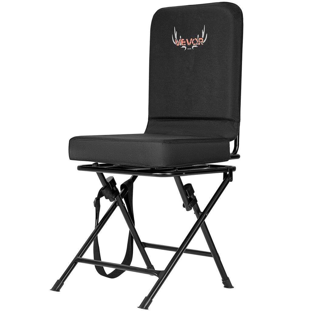 Hunting Chair, 360° Silent Swivel, Foldable Lightweight Portable Blind Chair, Heavy-Duty Steel Frame Ground Stool Seat, with Adjustable Shoulder