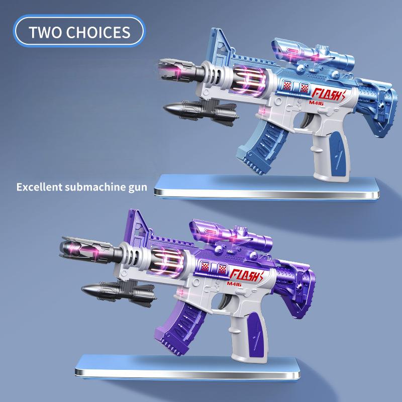Electric Sound Light LED Toy Gun Spinning Submachine Gun Prop Vibrating Voice Rifle Music Flash Gun Boys Birthday Gift