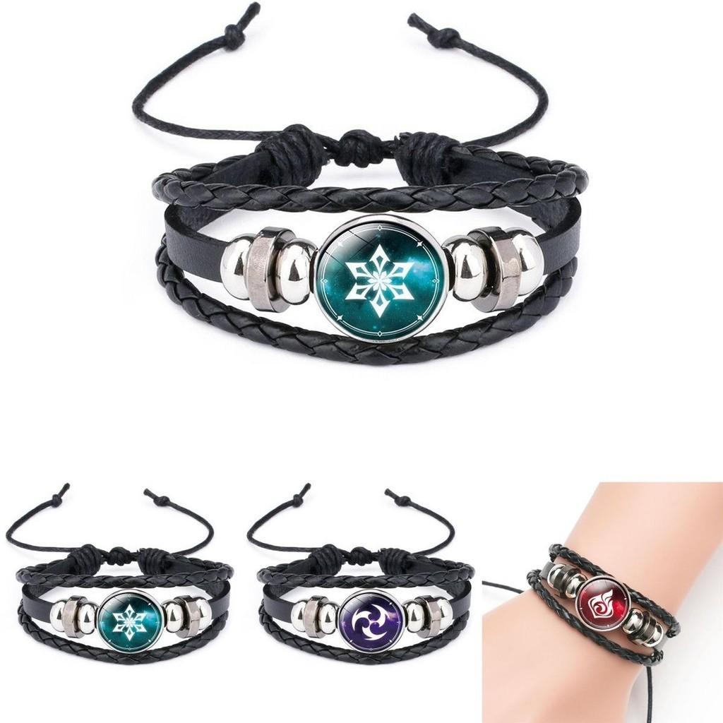 Genshin Impact Luminous Bracelet With Adjustable Pu Leather Wristband For Night Glow