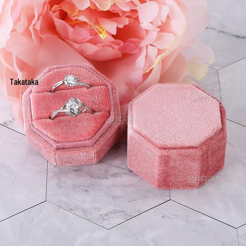 Octagonal Velvet Jewelry Box for Wedding or Proposal Rings