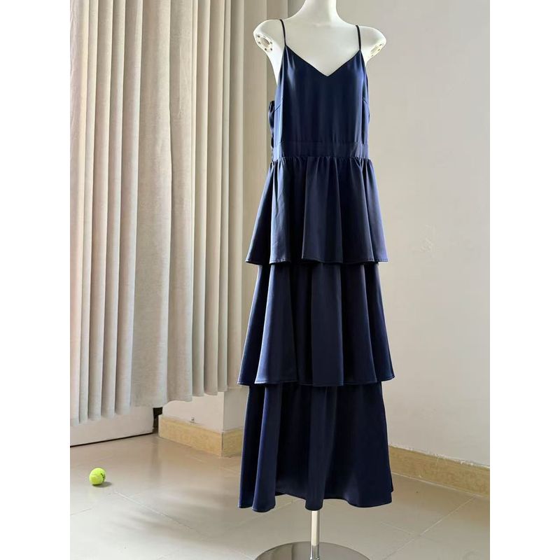 Satin Fabric Glossy Smooth Draping Multi-Layer Skirt Cake Skirt Dress