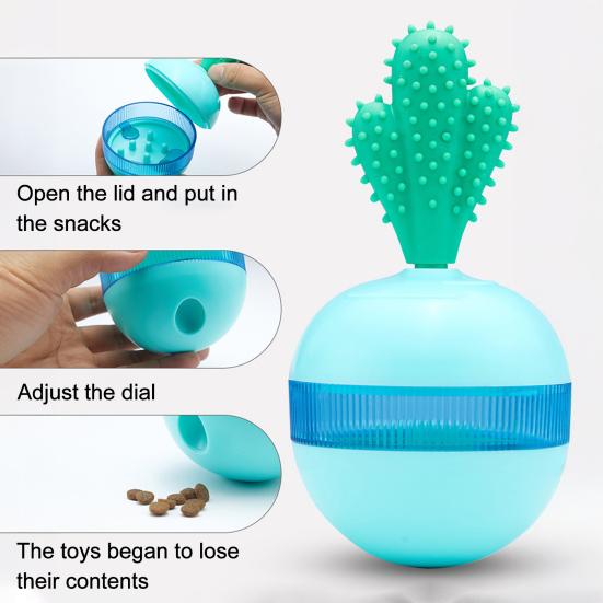 Interactive Dog Toy Textured Cactus Chew Toy Adjustable Dog Treat Dispenser Toy for Puppy Teething Boredom Relief Teeth Cleaning