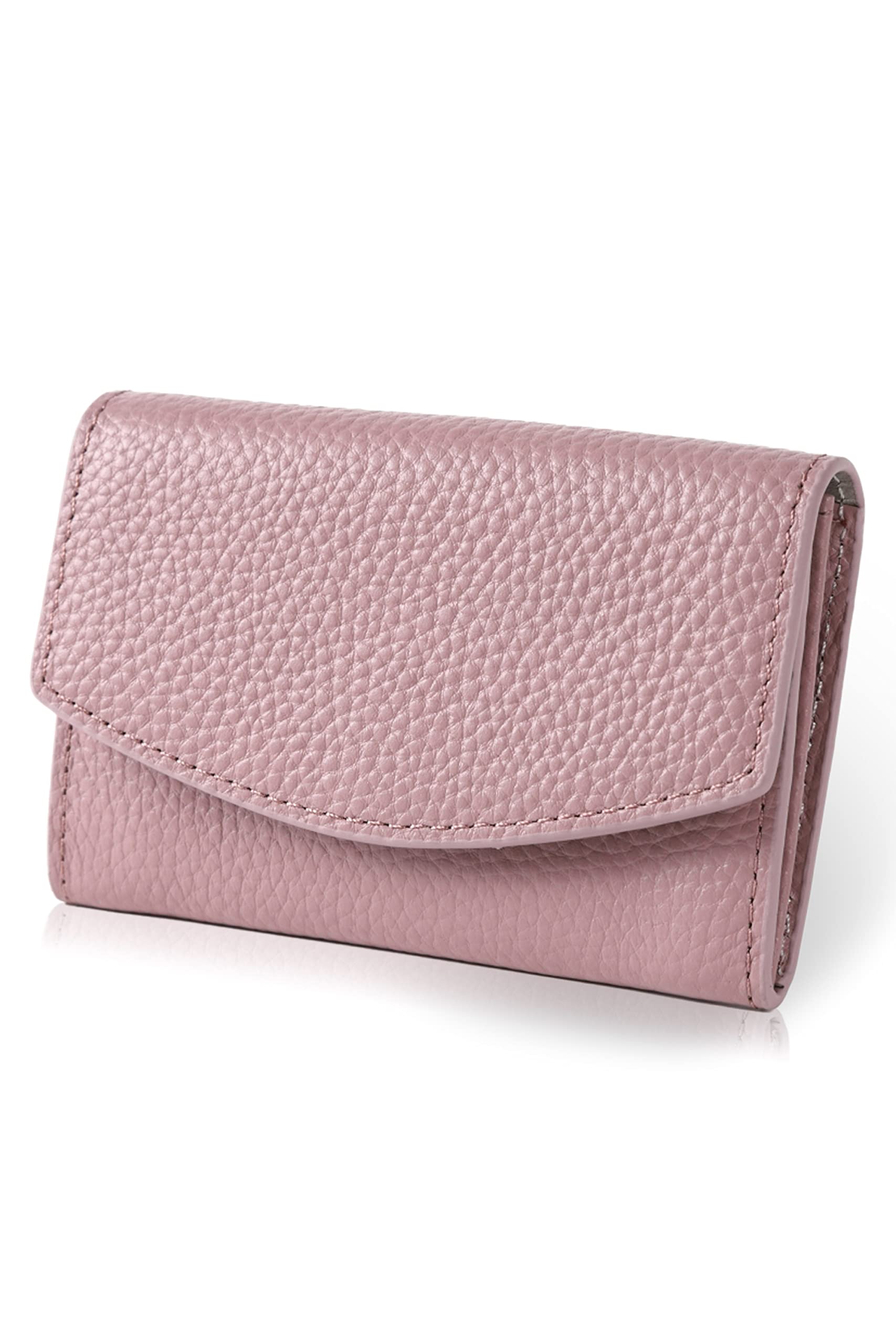 Женский визитница LASIEM, Визитница большой вместимости с задним карманом, Чехол для проездного, Натуральная кожа, Двухцветная кожа (Розовый x Бежевый)