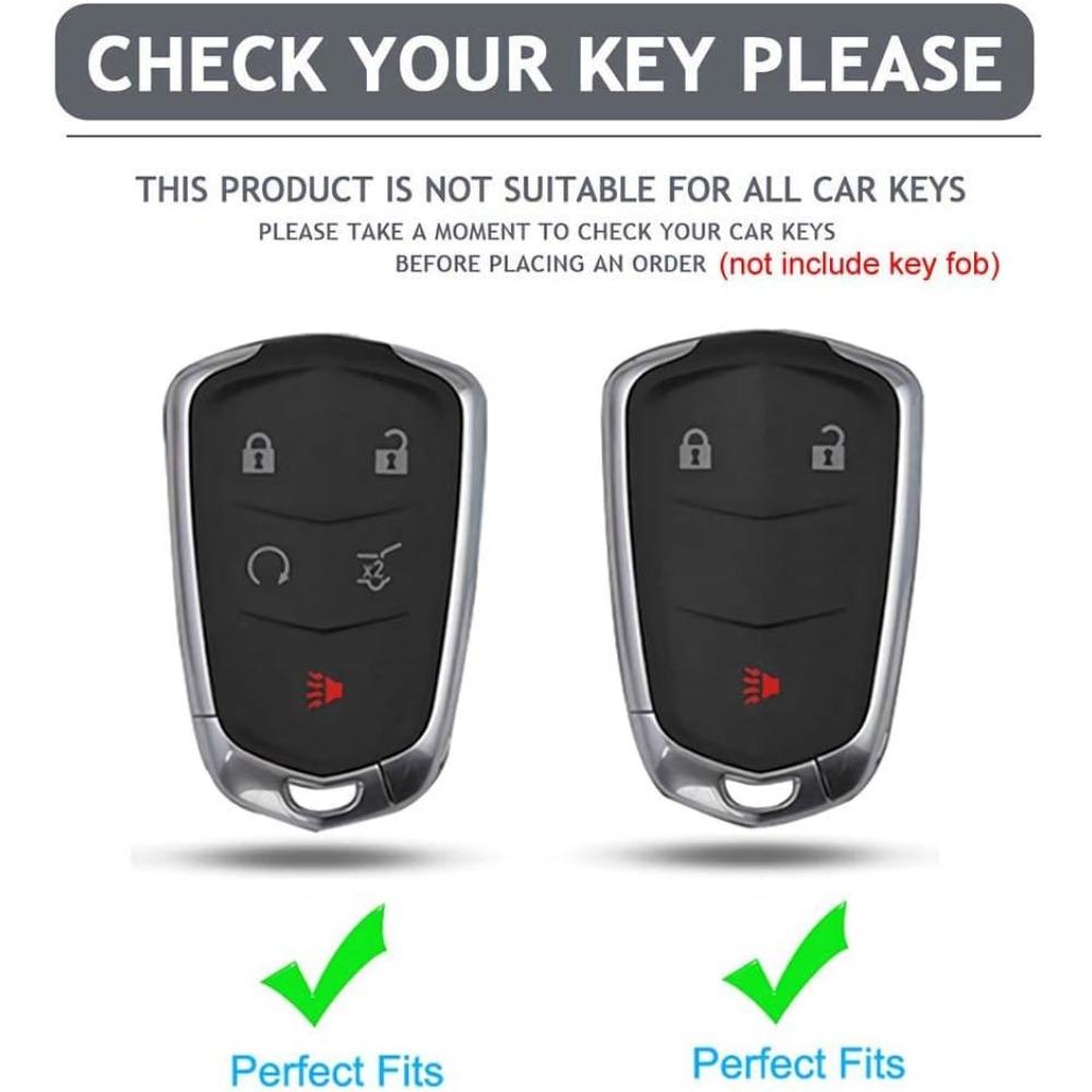 Für Cadillac Escalade Schlüsselanhänger-Abdeckung, für Cadillac ATS CTS CT6 STS SRX XT5 Schlüsselanhänger-Hülle, Premium-Soft-TPU, vollständiger Schutz, Smart-Schlüsselhalter