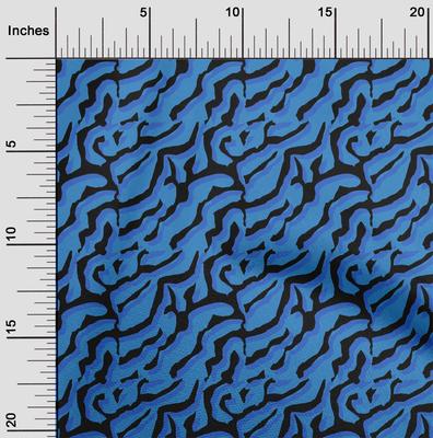 Tela de Algodón Elastano Azul Piel de Animal Material de Costura Tela Estampada Por Metro 40 Pulgadas