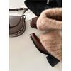 Cowhide version~ retro plush boots plush warm square head thick heel short boots women's versatile temperament plush snow boots