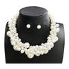 Vintage Faux Pearl Necklace 1 Set Chunky Jewelry, Beaded Choker And V-neck Accessory Earrings, Metallic for Women Dinner Parties Wedding Statement