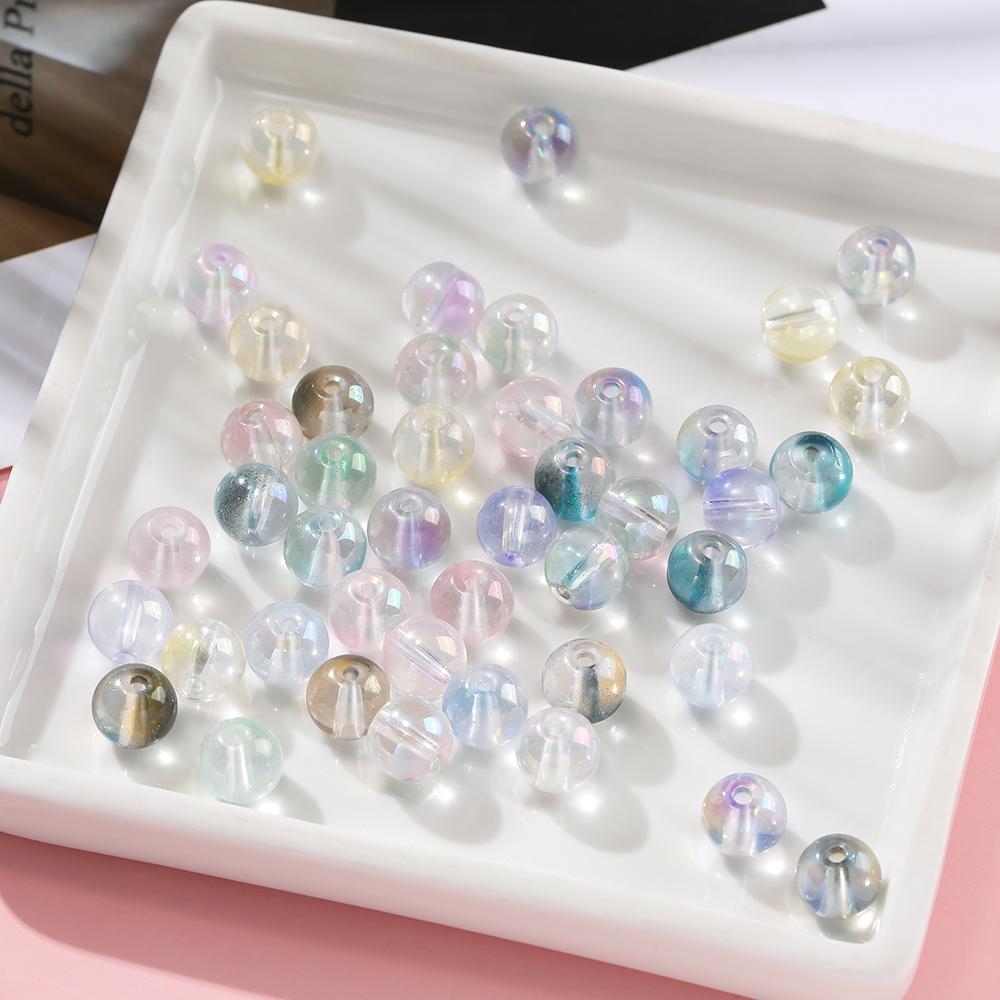 20/50/100pcs 4/6/8mm Colored Transparent Glass Beads Spacer Beads for DIY Earring Necklace Phone Chain Jewelry Making Findings