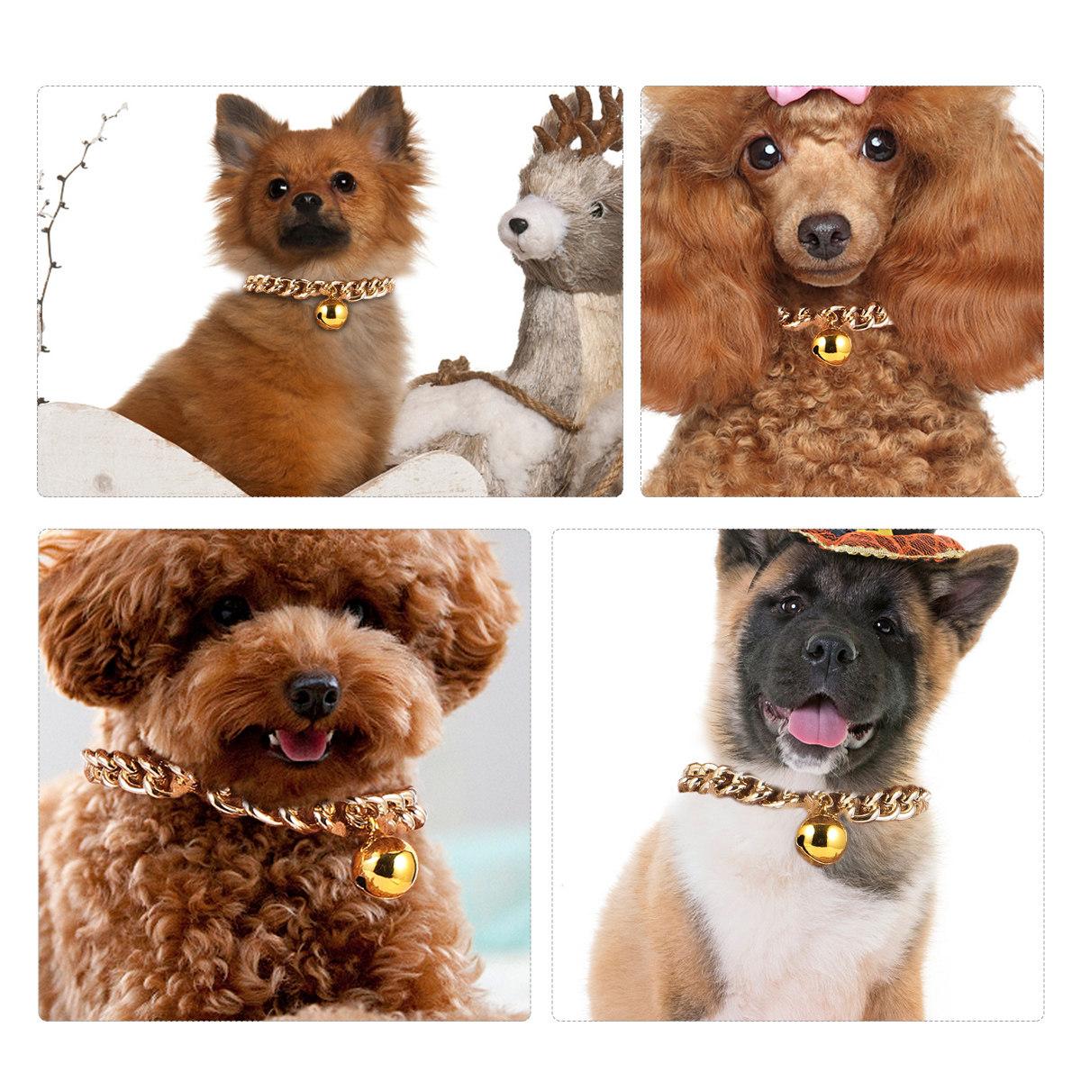

1Pcs Pet Collar Gold Color Sturdy Necklace Decoration Portable Pendant for Cat Dog Bell Collar Accessories Pet Necklace XS