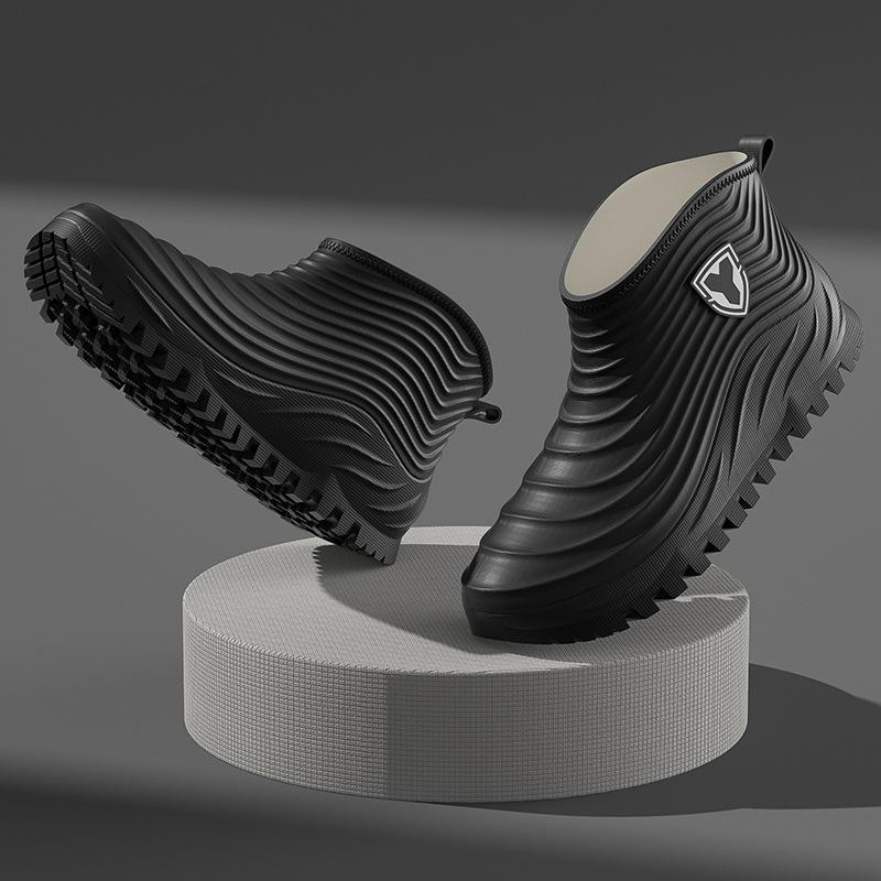 

New men s rain shoes short tube waterproof chef shoes non-slip outer wear rider trend rubber shoes fishing car wash shoes 44