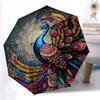 1pc Peacock Feather Mandala Automatic Umbrella - 8-Rib Durable Frame, Portable Fashion Accessory & Holiday Gift Yy251117153