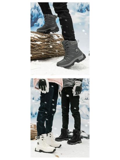 Unisex Plus Size Non-Slip Snow Boots with Fleece and Thick Cotton for Warmth
