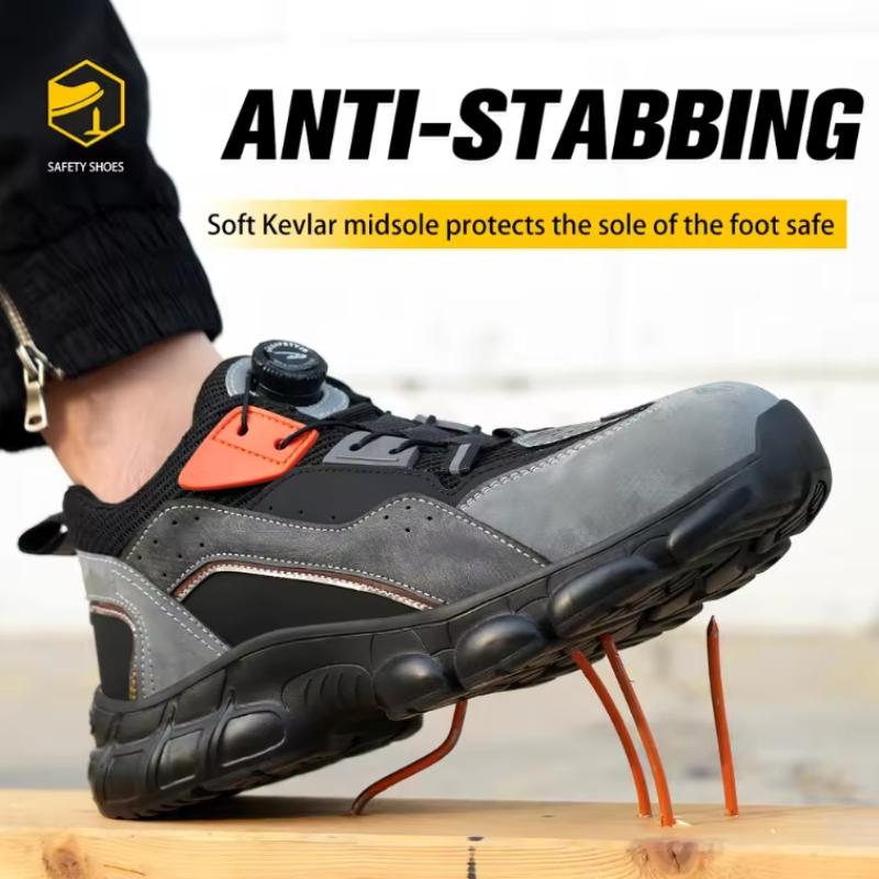 Waterproof Men'S Boots Anti Smash Anti Puncture Steel Toe Shoes Breathable Male Safety Shoes Rotary Buckle Men Protective Boots