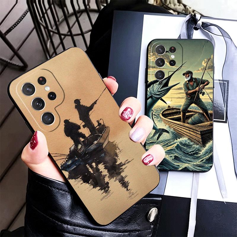 Hunting Fishing Man Soft Phone Case for Samsung Galaxy S26 S25 Edge S24 Ultra S23 Plus S22 S21 FE S20 Black Cover Back Shell