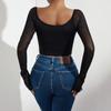Women's Solid Street Spice Tie Knit Long Sleeve Top