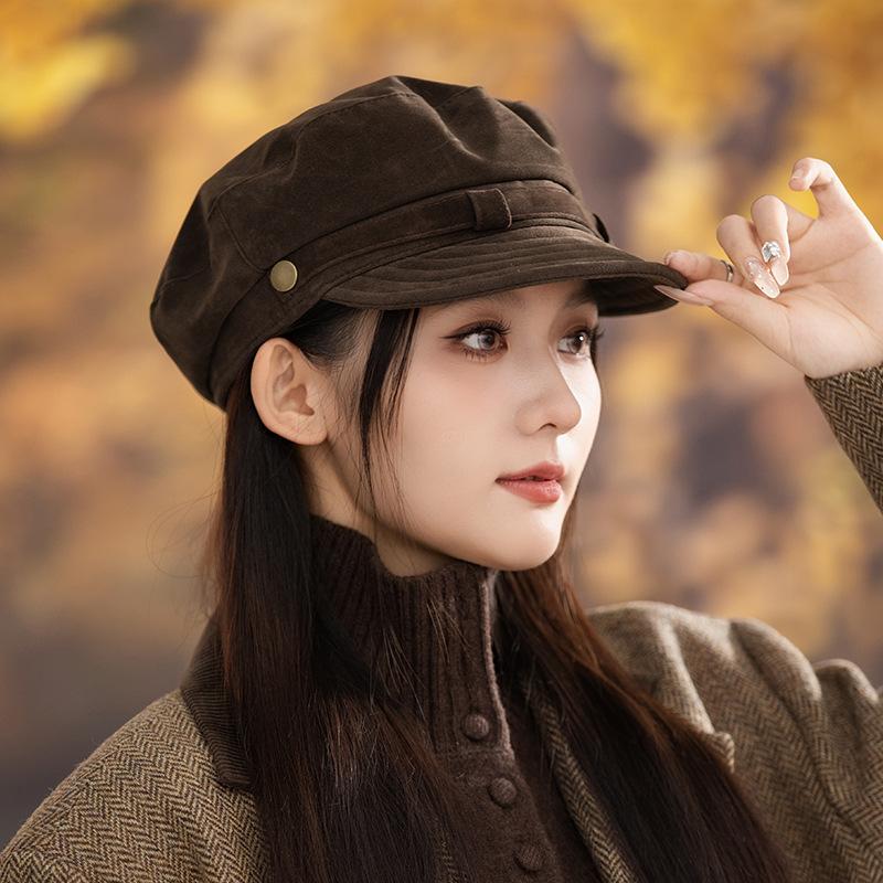 Versatile Retro British Style Beret Autumn and Winter Hat Women's Fashion Painter Hat High End Warm Newspaper Hat