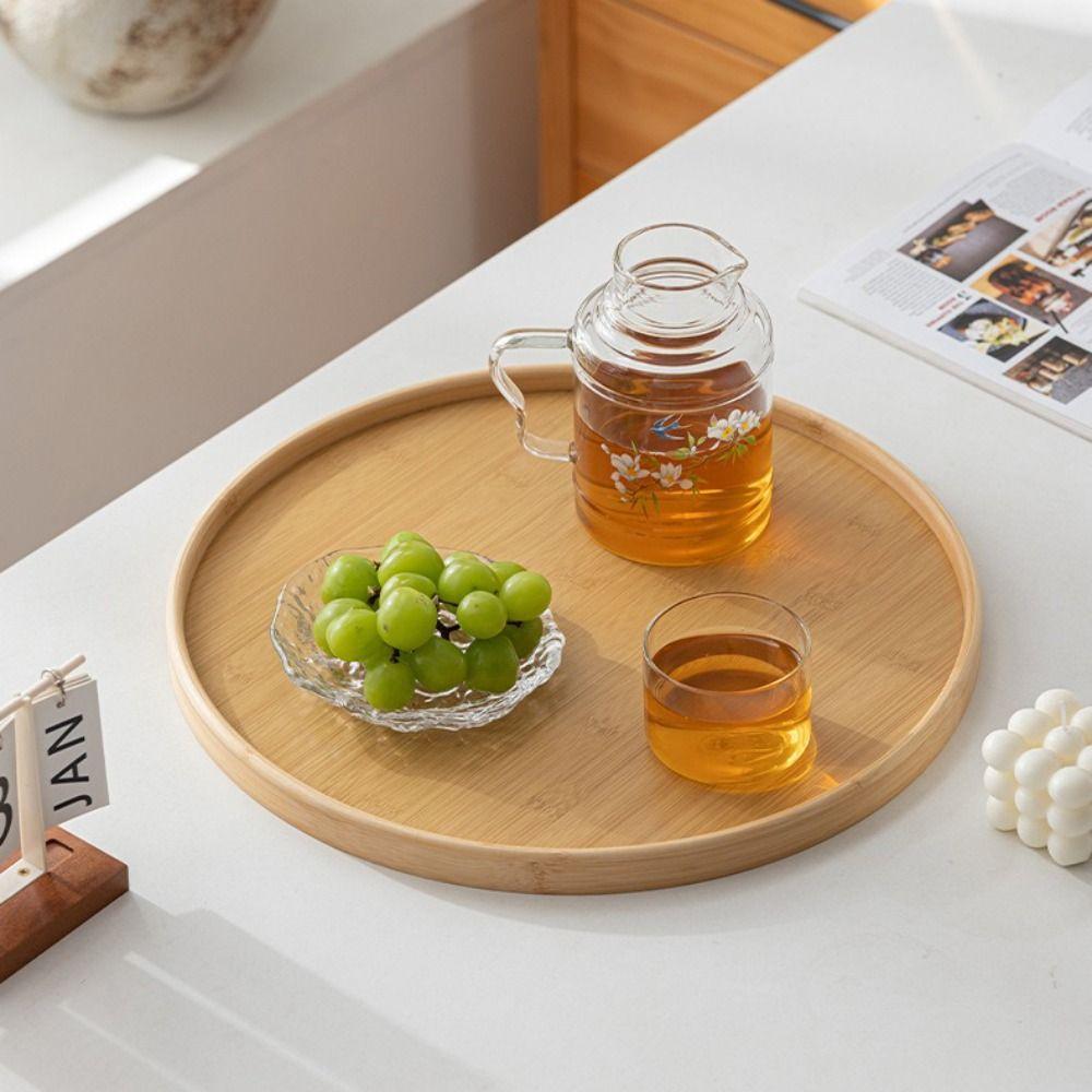 Wooden Wood Tray Round Tea Food Tray New Serving Tray Breakfast Dinner