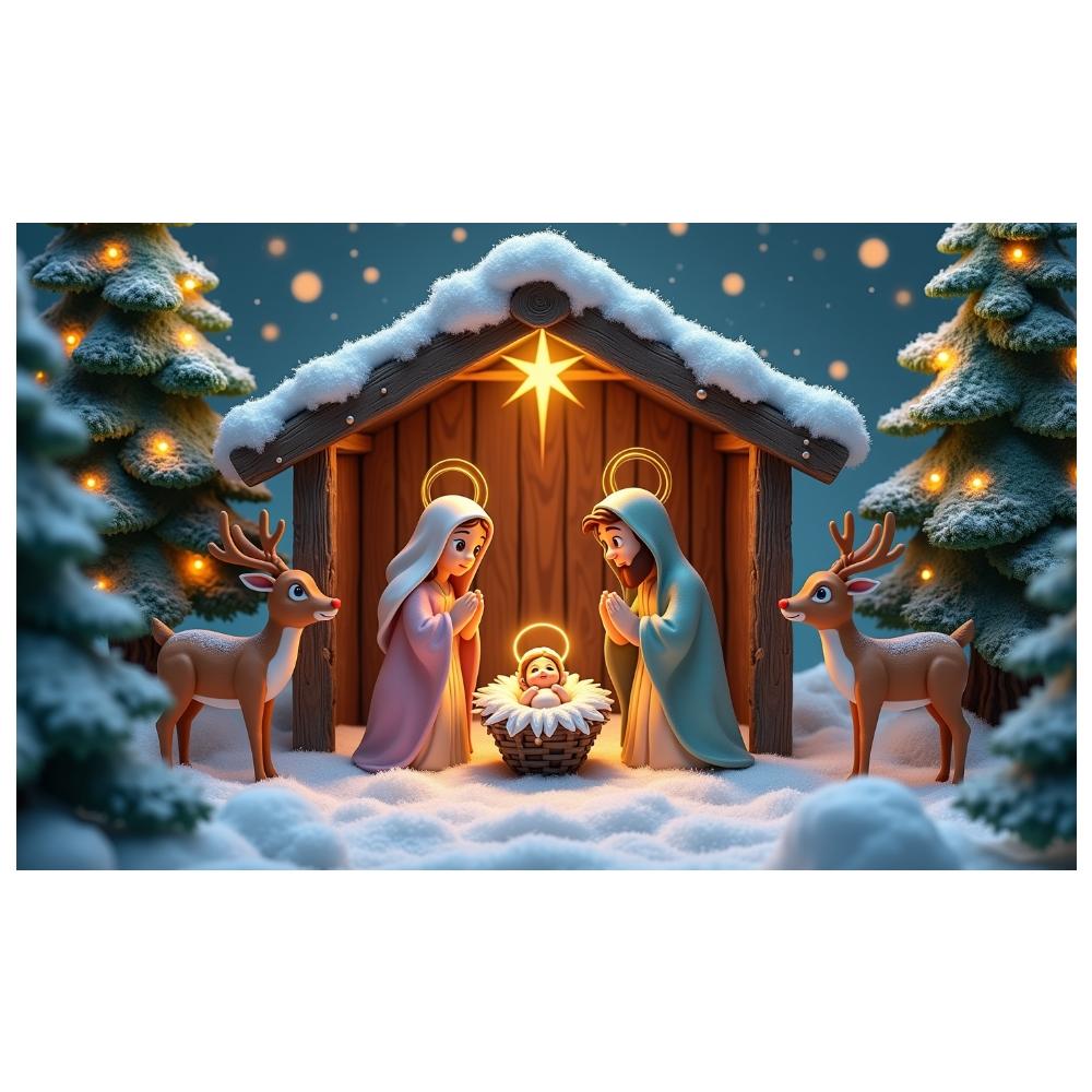 Christmas Decoration Banner Star Decoration Nativity Banner Christmas Backdrop Lighted Design Holiday Banner For Holiday Party