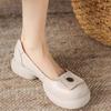 Retro Thick-soled Small Leather Shoes Women's Autumn New Round Head Light Mouth Single Shoes Low Heel