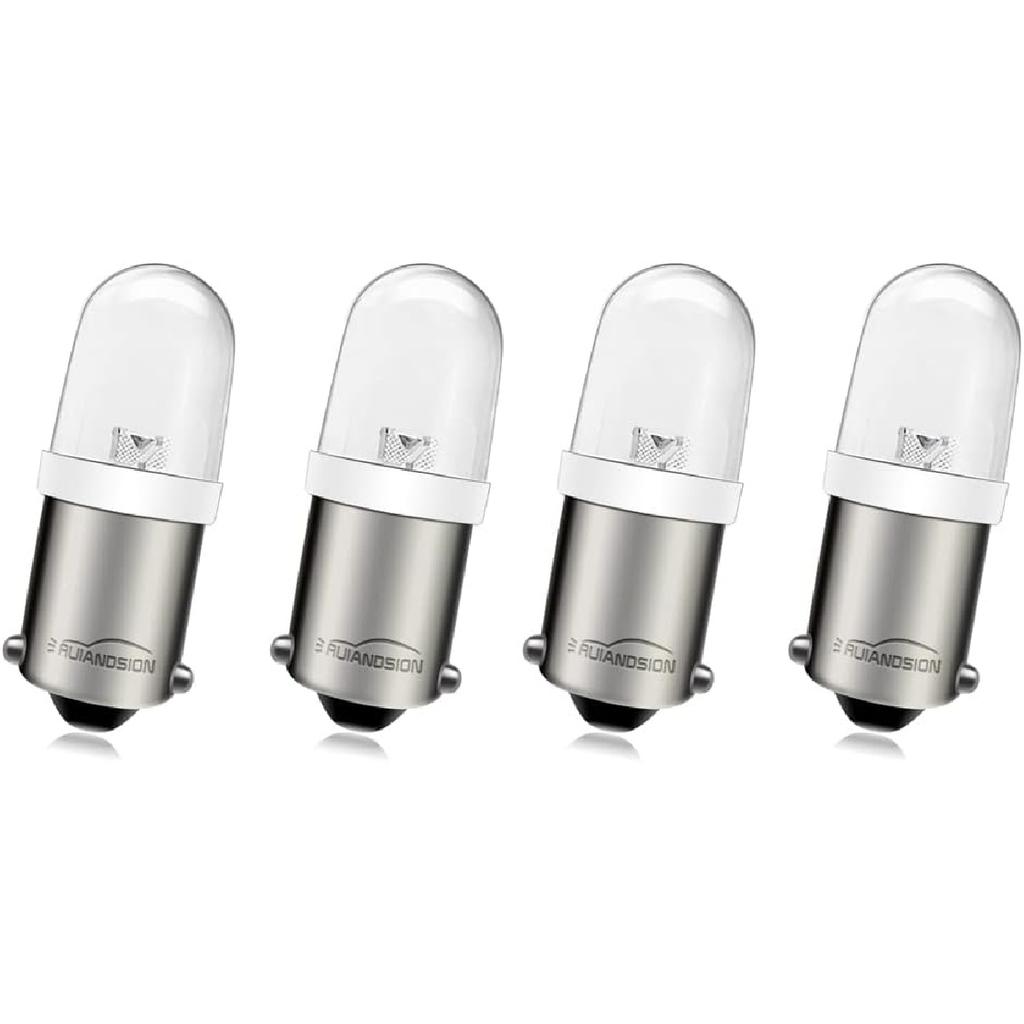 Ruiandsion BA9S LED Bulb 120V AC/DC Miniature Bayonet 9mm BA9s Base LED Replacement Bulb for Indicator Pilot Light,White (Pack of 4)