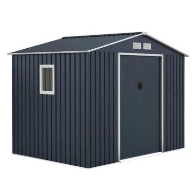 Metal Garden Shed 5.29 M² - 277 X 191 X 202 Cm - VENUS Anchoring Kit Included, 2 Sliding Doors, 1 Side Window Grey