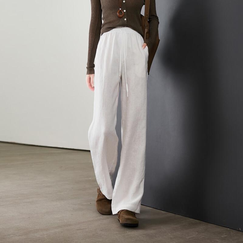 SOFSIL Women s Linen Wide-Leg Tie-Waist Casual Pants 28/L