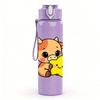 1PC Cow Cartoon Pattern 750ml Color Plastic Sports Water Bottle Leakproof Flip Straw Lid Suitable for Sports Office Home Use