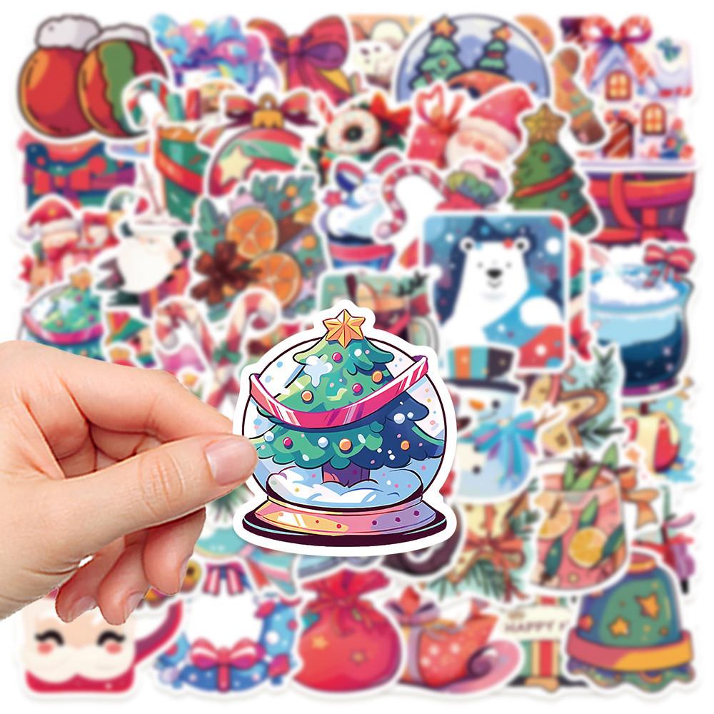 50-Piece Christmas Fun Gift Stickers (Santa Claus Design) - Waterproof Graffiti Decals for Computers, Notebooks, Phone Cases