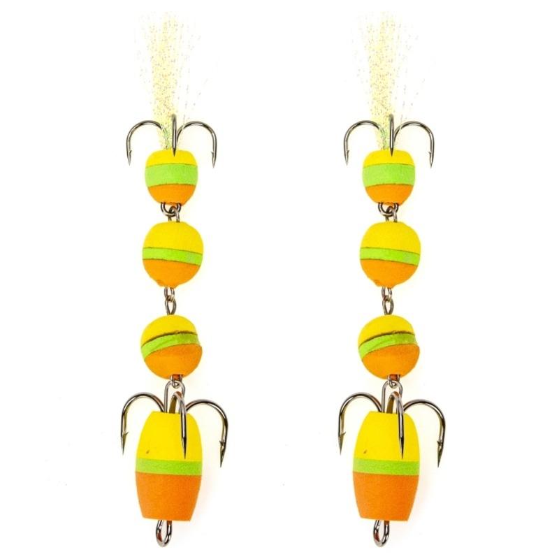 2pcs Light Weight Foam Baits Soft Fishing Baits High Density Foam Swim Baits with 2 Hook Fishing Tackle Foam Lures