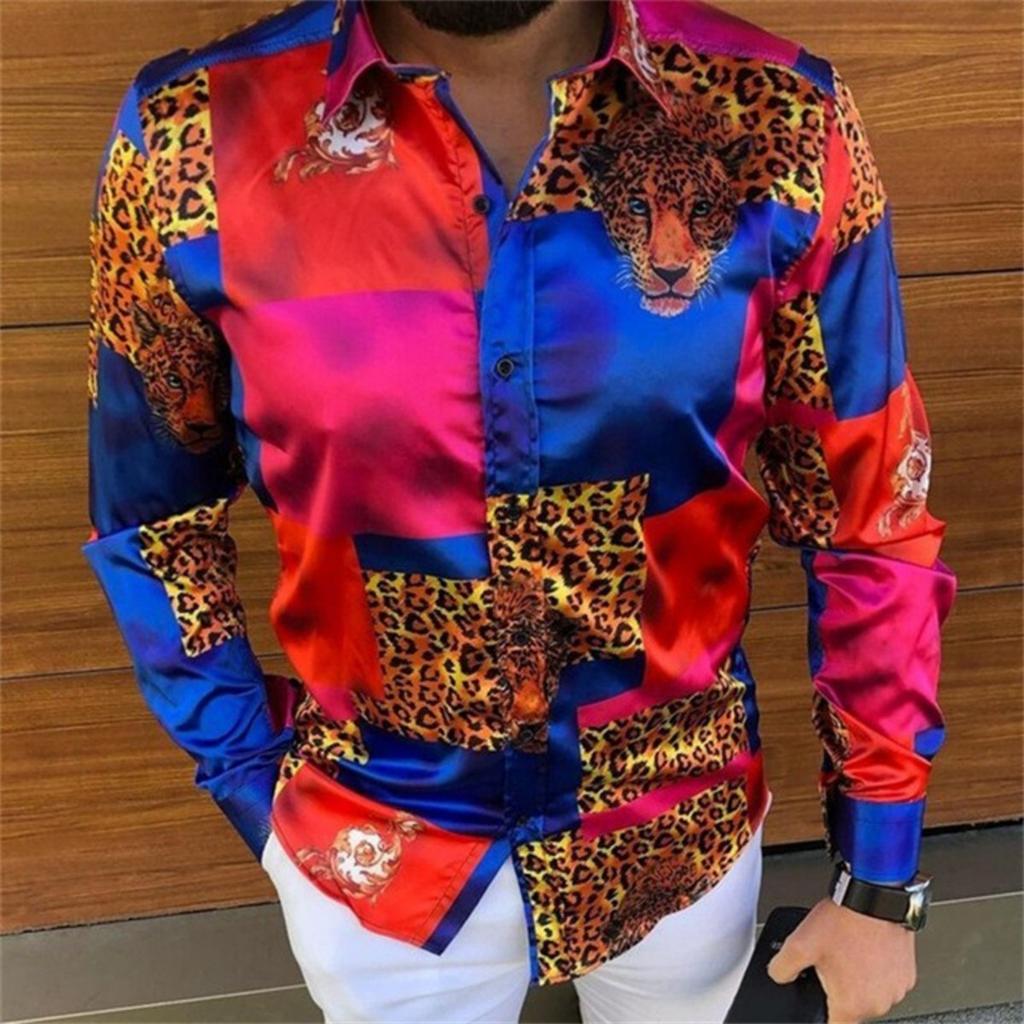 Floral Print Long Sleeve Shirt, Slim Fit Stylish Casual Shirt for Men