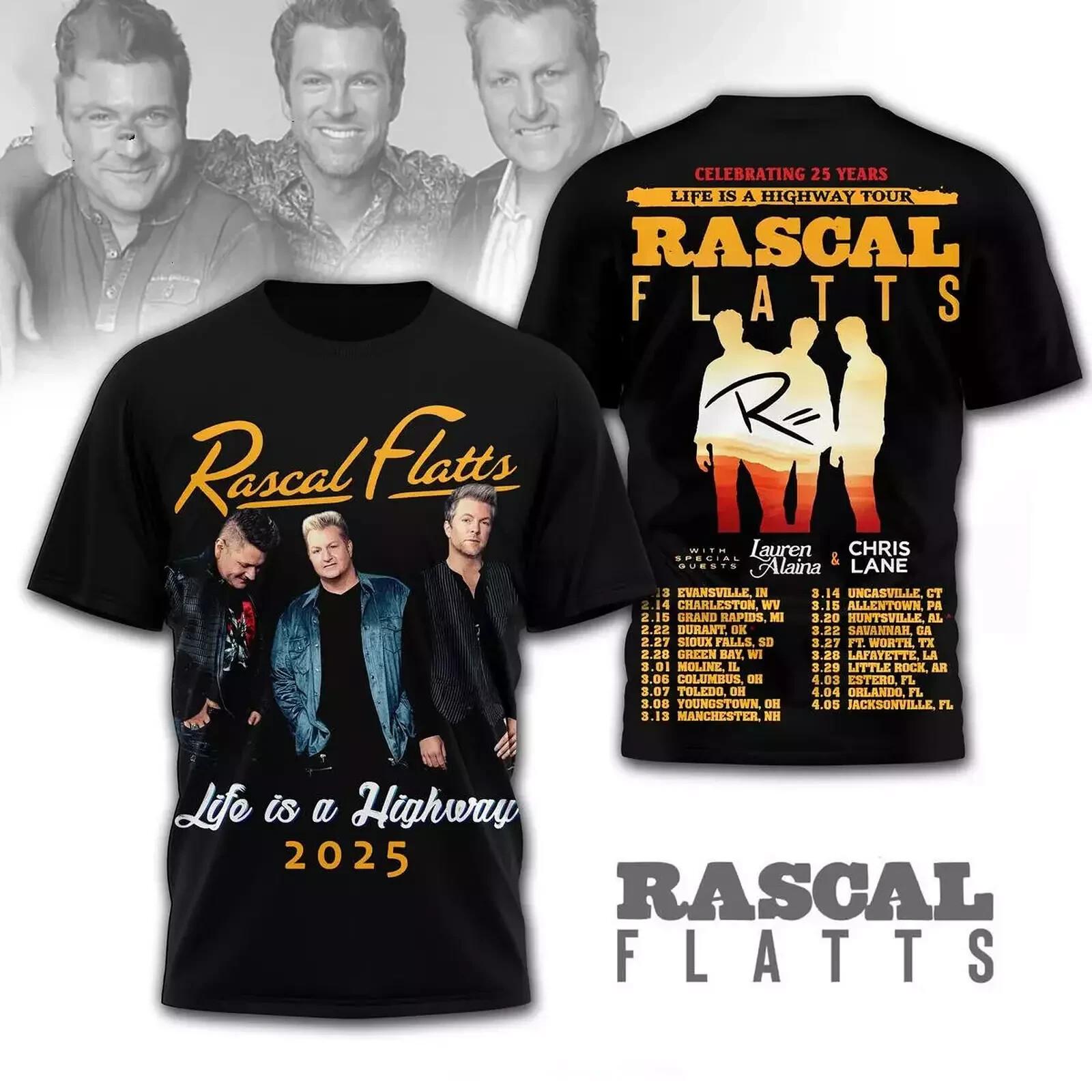 Celebrating 25 Years Life Is A Highway Tour Rascal Flatts 2026 3D T-Shirt Gift XXL
