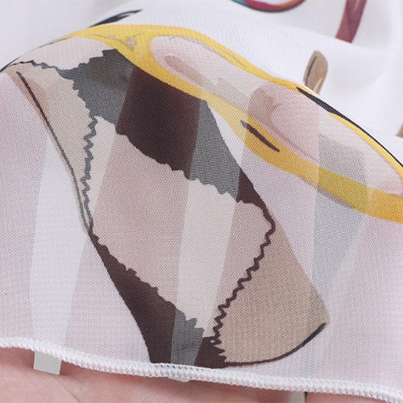 Jarní a letní středně dlouhá šifonová potištěná sukně s mašlí boho plážová sukně dámská sukně