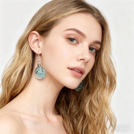 Handmade Earrings with Spiral Design Retro Bronze Hooks Handmade Sustainable Earrings Charm Necklace Jewelry