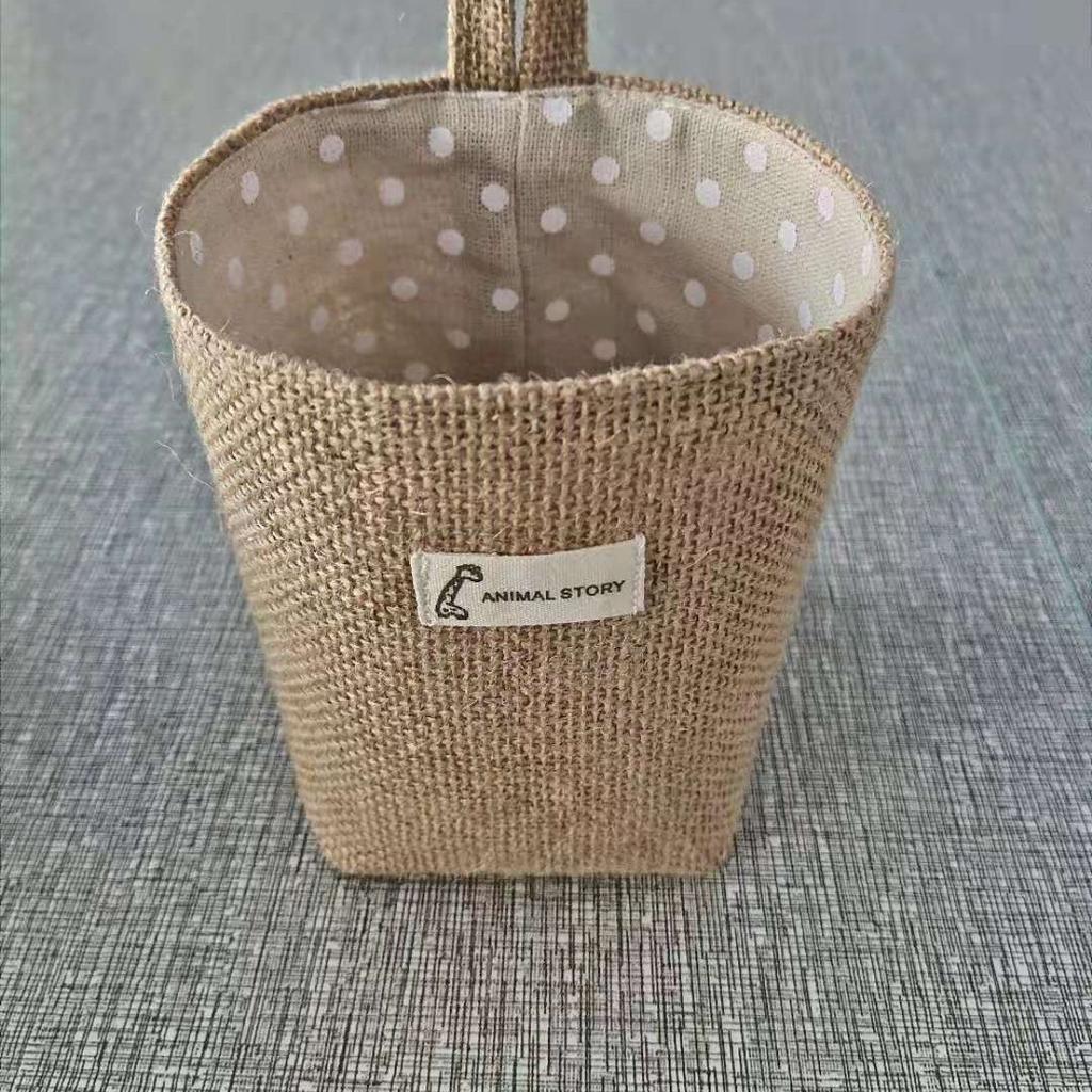 Jute Wall-Mounted Hanging Storage Bag for Door, Bathroom, Desktop, Bedroom Kitchen Organization