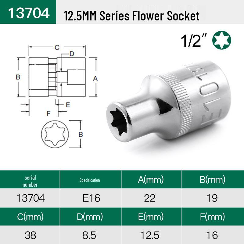 SATA Torx E-typ 12,5 mm sexlobigt hylsverktyg