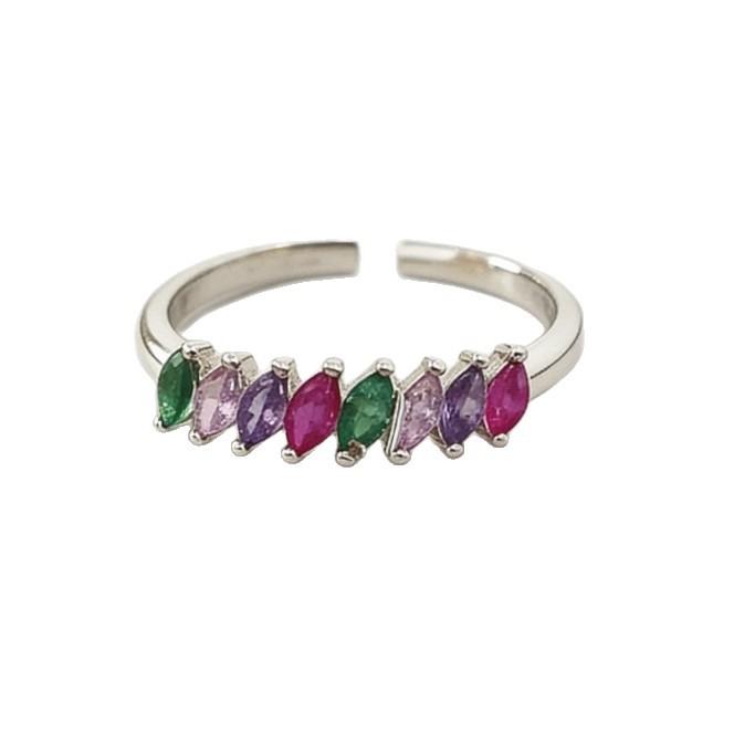 Earrings, Flash Colored Diamonds, Zircon Rings, Light Luxury, High-End Design Sense, Opening Adjustable Index Finger Ring, Versatile Temperament