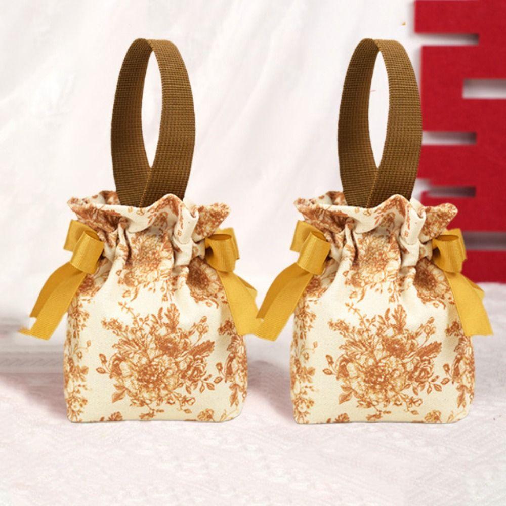 Trekkoord Nieuwjaar Cadeauzak Canvas Chinese Stijl Handtas Sieraden Bruiloft Snoepzak Verjaardag