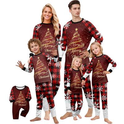 Christmas Print Cute Family Set Pajamas, Home Clothes, Family Set Long Sleeve Top Pants Set