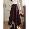 Luxiangnan Vintage Plaid Irregular A-Line Skirt