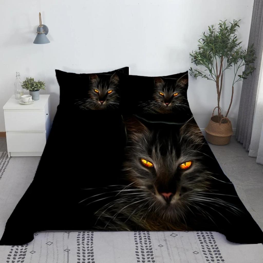 3D Digitaldruck Katzenbettwäsche-Set, Kawaii Haustier Katze Bettbezug für Kinderzimmer Queen King Size Weiche Bettwäsche