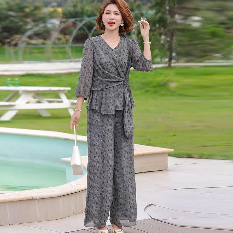 Elegant Mid-Sleeve Two-Piece Set